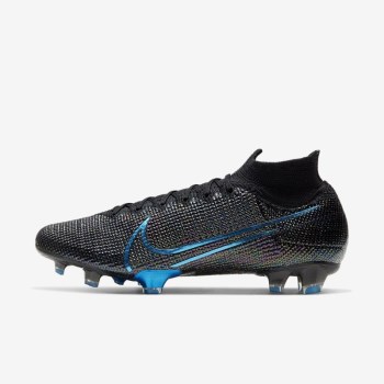 Nike Mercurial Superfly 7 Elite FG - Férfi Focicipő - Fekete/Fekete/Sötét Szürke/Kék